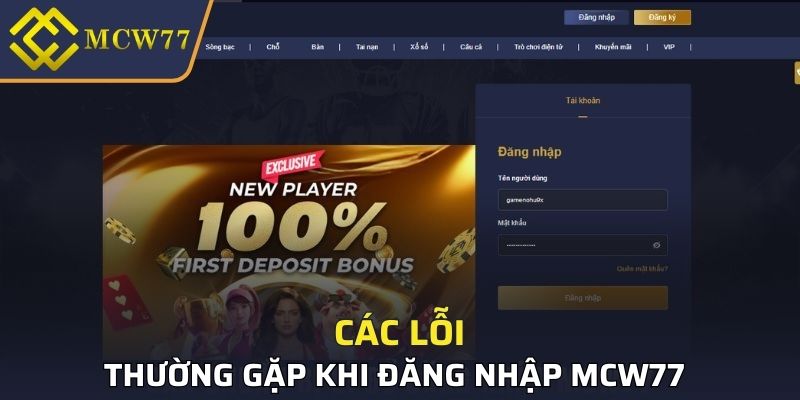 Những lỗi đăng nhập thường gặp tại nhà cái